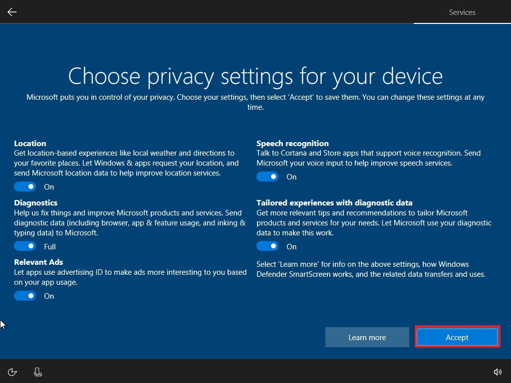 Windows 10 Setup Screen 16